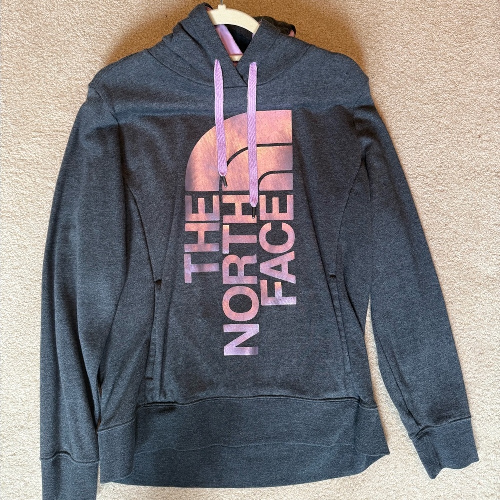 The North Face Gray and Purple Hoodie EUC Size L